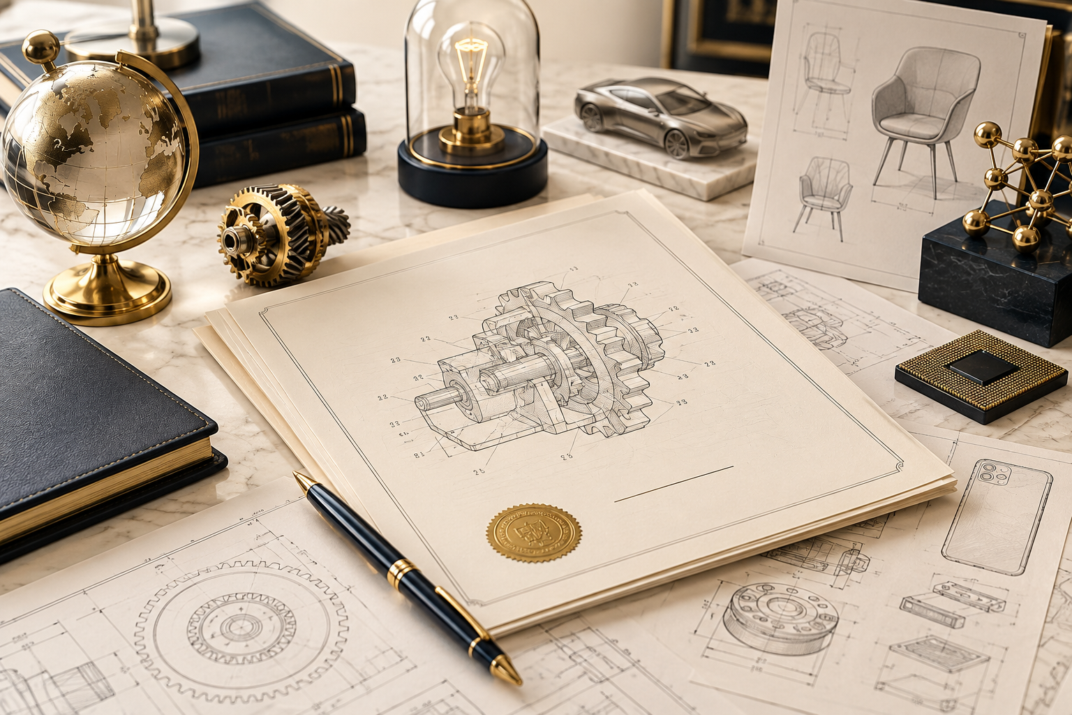 Patent search and analysis workspace with technical drawings and patent documents
